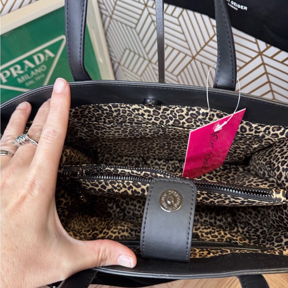 Betsey Johnson Black and Brown Leopard Tote - Picture 9 of 13
